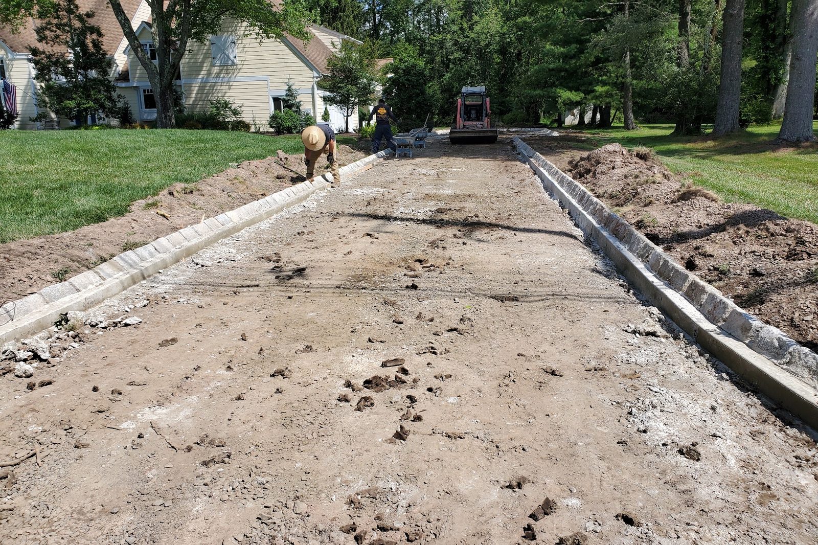 Excavation and forms for drainage and new paving in Mercer County, NJ