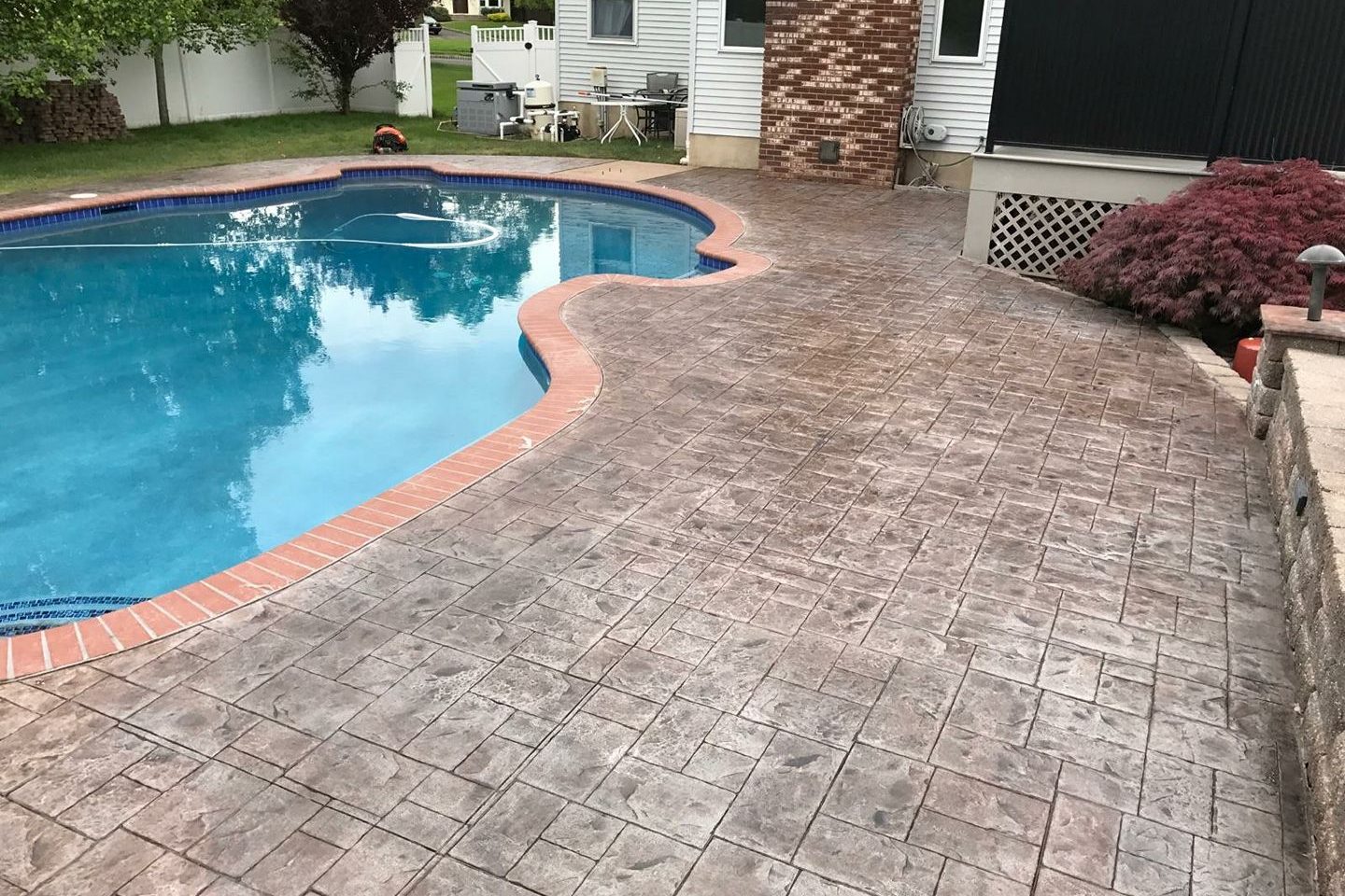 Stamped concrete pool patio in Mercer County, NJ